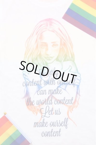 画像3: I LOVE ME♡ご自愛=ご慈愛♡自分自神Tシャツ（レインボー画×ネイビー文字） (3)