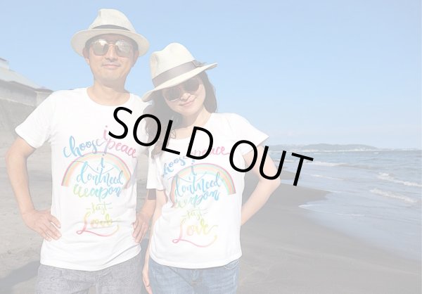 画像6: Love＆Peace【愛と平和】レインボー文字×ラメ虹Tシャツ (6)