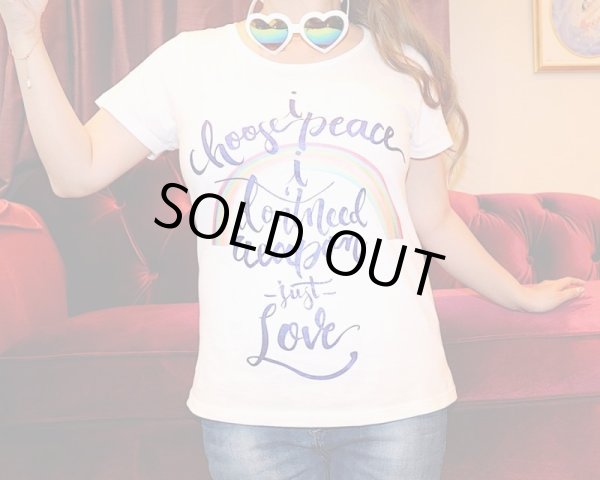 画像6: Love＆Peace【愛と平和】ネイビーラメ文字×ラメ虹Tシャツ (6)
