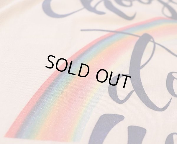 画像4: Love＆Peace【愛と平和】ネイビーラメ文字×ラメ虹Tシャツ (4)