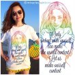 画像2: I LOVE ME♡ご自愛=ご慈愛♡自分自神Tシャツ（レインボー画×ネイビー文字） (2)