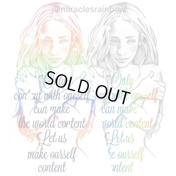 画像6: I LOVE ME♡ご自愛=ご慈愛♡自分自神Tシャツ（レインボー画×ネイビー文字） (6)