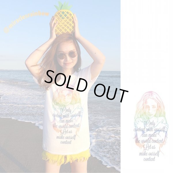 画像4: I LOVE ME♡ご自愛=ご慈愛♡自分自神Tシャツ（レインボー画×ネイビー文字） (4)