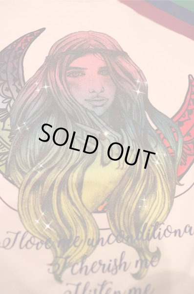 画像2: 自分自魂との結魂Tシャツ【夜の虹色の月×ラメ女神version】 (2)