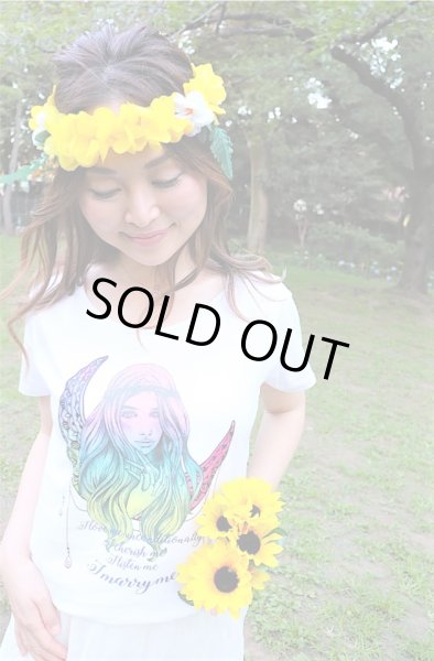 画像5: 自分自魂との結魂Tシャツ【昼の虹色のラメの月×鉛筆画女神version】 (5)