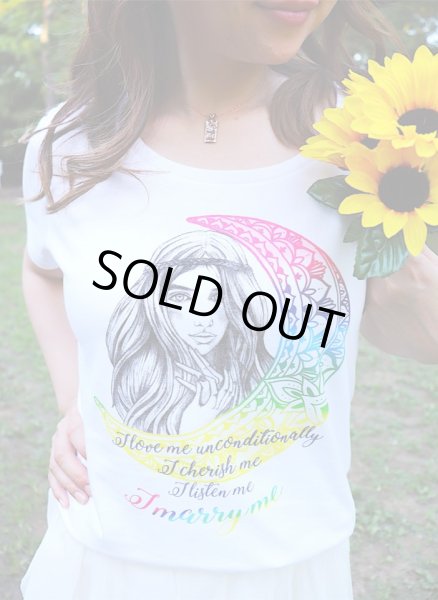 画像3: 自分自魂との結魂Tシャツ【昼の虹色のラメの月×鉛筆画女神version】 (3)