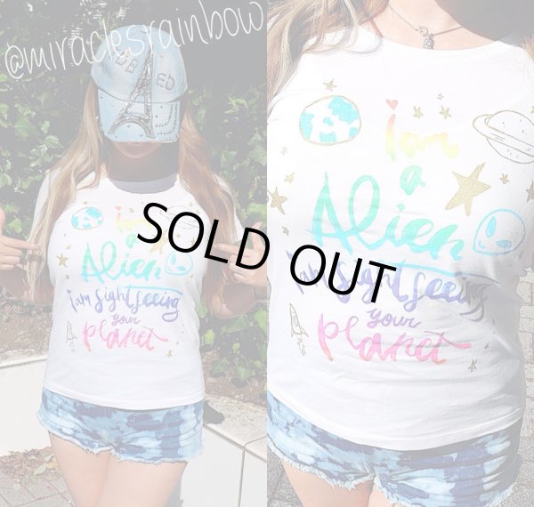 画像3: Alien【宇宙人専用】宇宙人用☆地球観光Tシャツ２色（白・黒） (3)